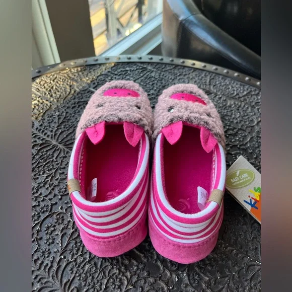 ACORN KIDS CRITTER NOVELTY MOC SLIPPERS IN PINK PIG 3-4 - Picture 8 of 9
